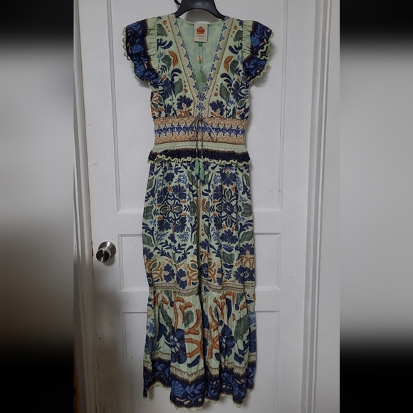 FARM Rio Dresses & Skirts - NWT FARM Rio Ocean Green Floral Tapestry Maxi Dress  Boho XS